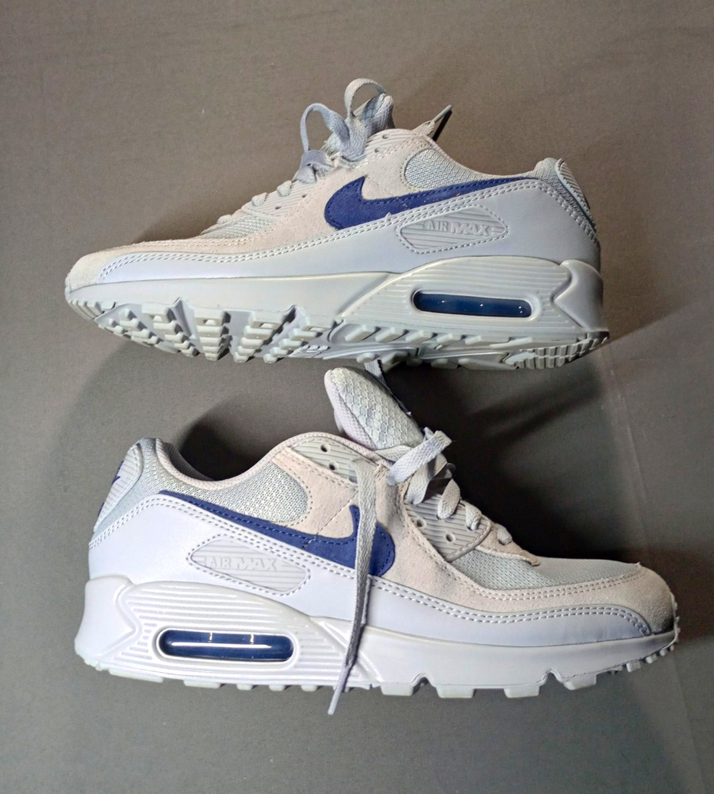 Nike Air Max 90 Sneakers Men's Gray/Blue Low Top Mesh Lace Up size 9 DM0029-022